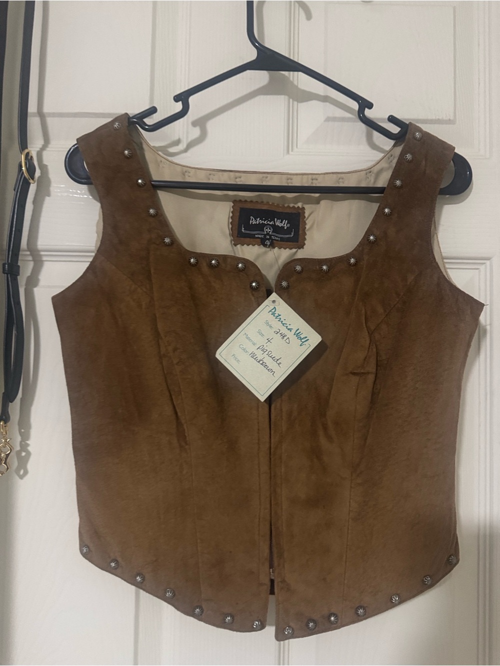 Patricia wolf Brown Suede Studded Women's Vest